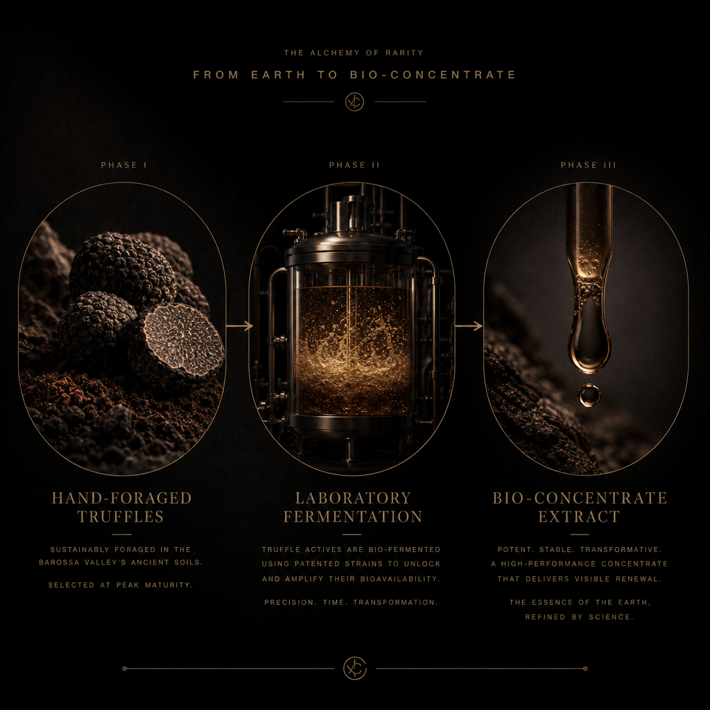 Three step process of truffle harvesting, fermentation and final extract